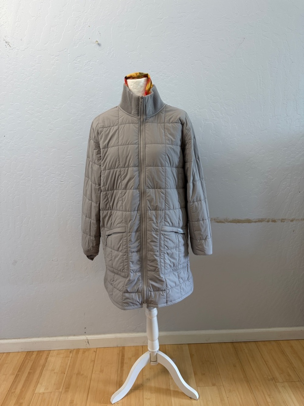 Long Quilted Puffer Coat in Lavender